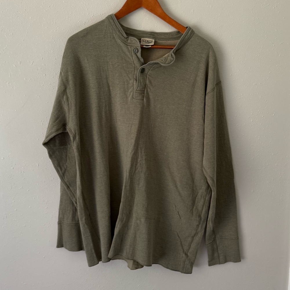 L.L. Bean Men's Olive Long Sleeve Henley